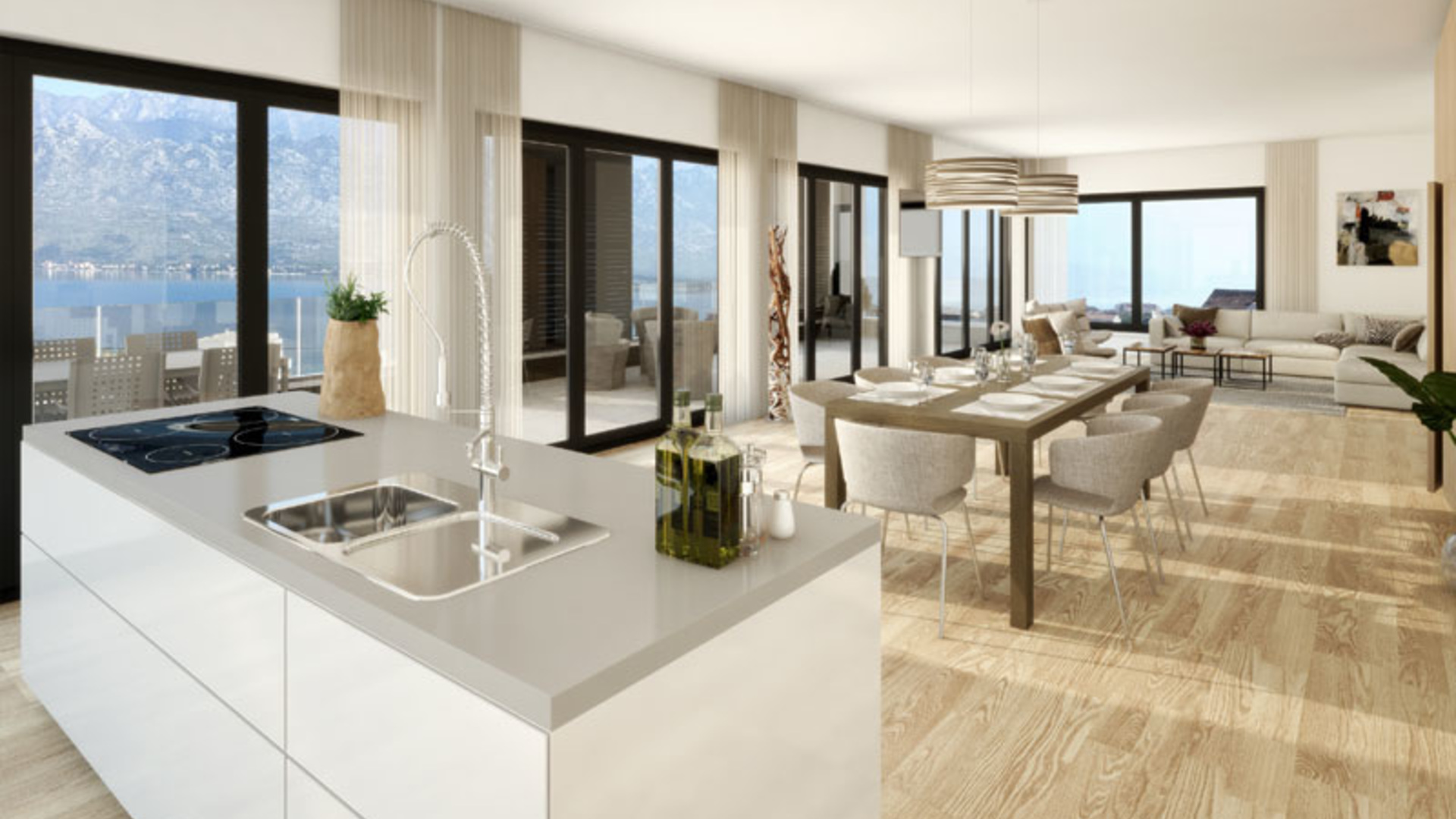 Luxury apartments with pool, 100 m from the sea, Posedarje